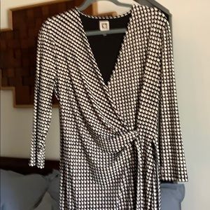 Anne Klein wrap dress mid length long sleeves.